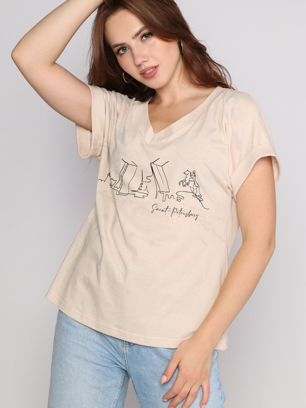 

Футболка женская Fashion Margo ФЖ бежевая 56 RU, Бежевый, ФЖ
