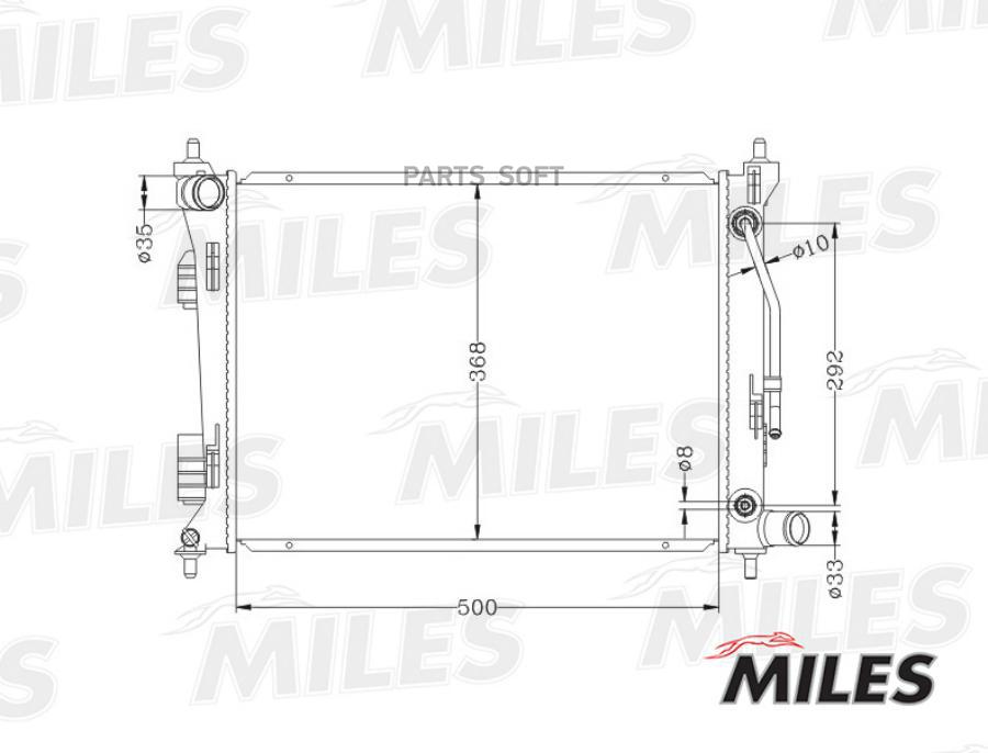 

MILES Радиатор охлаждения HYUNDAI SOLARIS / KIA RIO 1.4/1.6 A/T 10- паяный