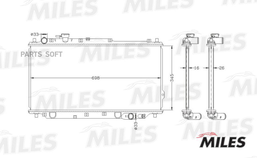 

MILES Радиатор охлаждения KIA SHUMA 1.5-1.8 96- паяный
