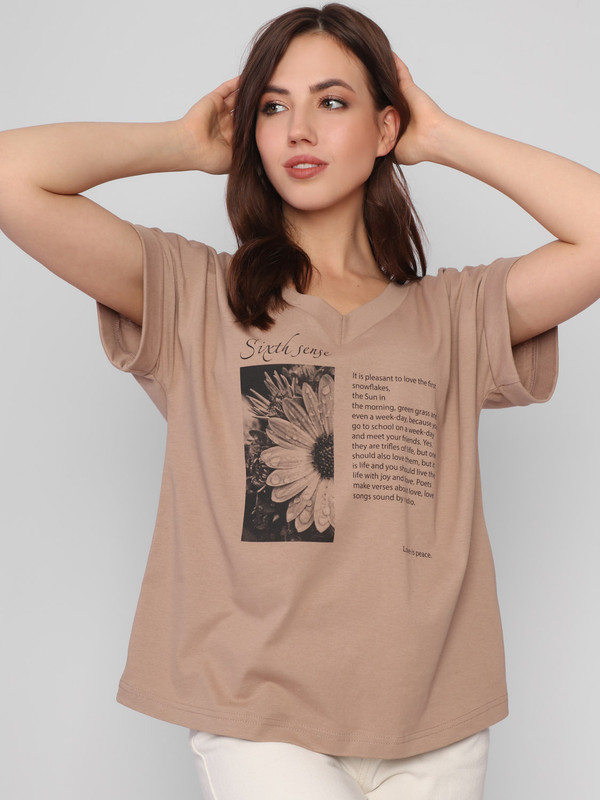

Футболка женская Fashion Margo ФЖ коричневая 52 RU, Коричневый, ФЖ