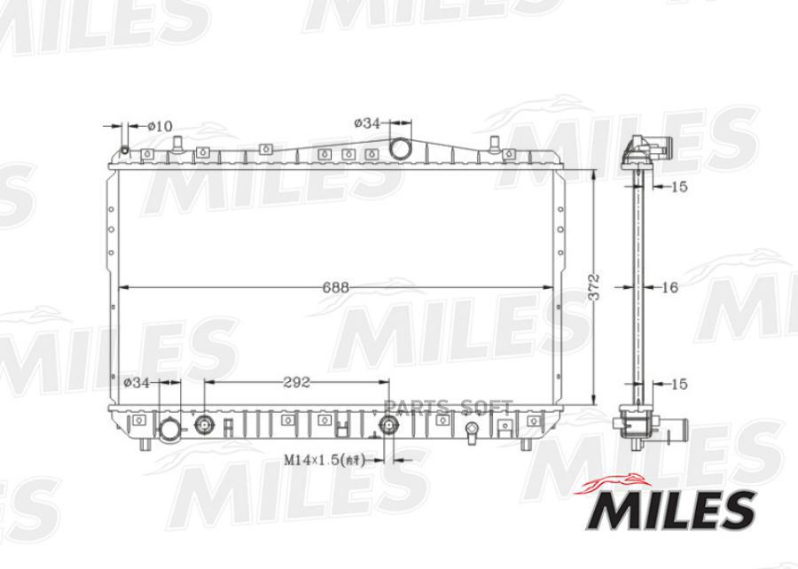 

MILES Радиатор охлаждения CHEVROLET LACETTI 1.4-1.8 A/T 04- паяный