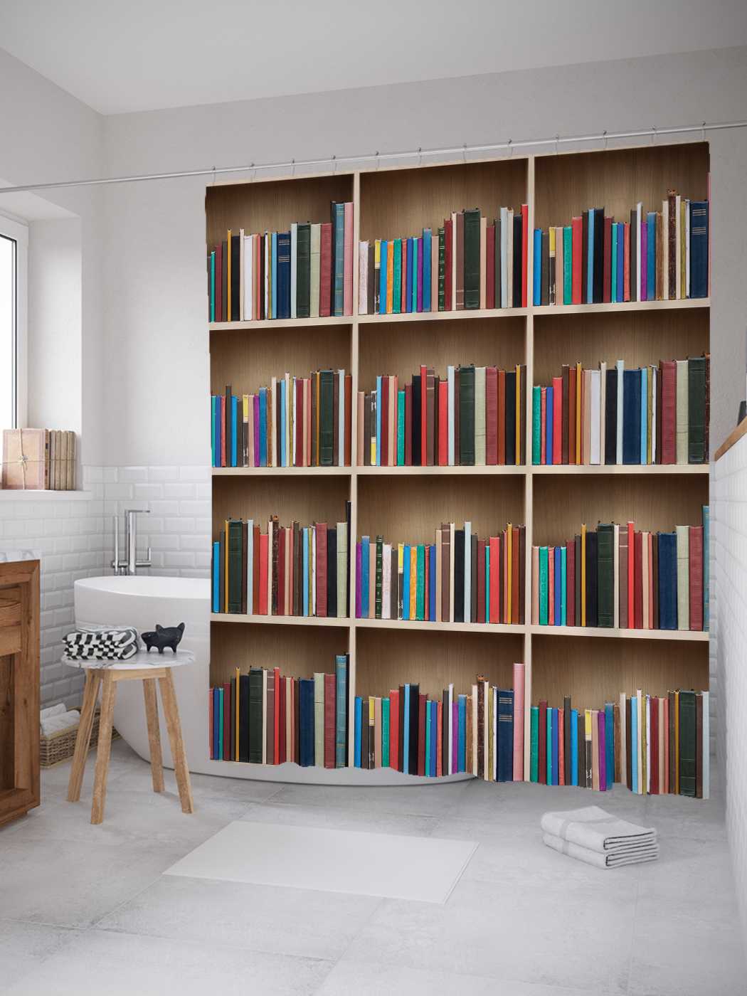 

Штора для ванной JoyArty "Дом книголюба" из сатена, 180х200 см с крючками, Коричневый
