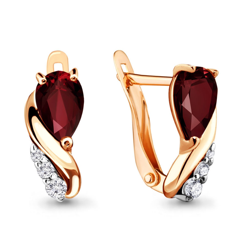 

Серьги из красного золота с гранатом Яхонт Ювелирный 135427, 135427