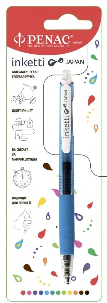 Ручка гелевая PENAC Inketti, синяя, 0,5 мм, 1 шт.