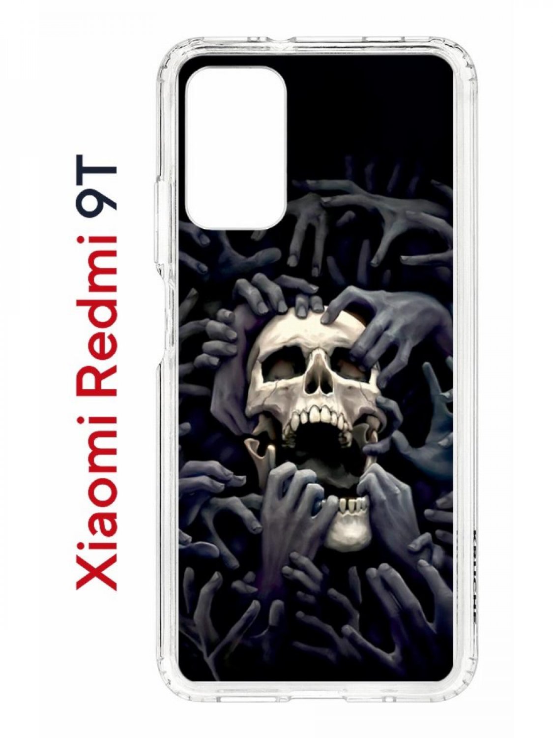 фото Чехол на redmi 9t kruche print skull hands,противоударный бампер,с защитой камеры кruче