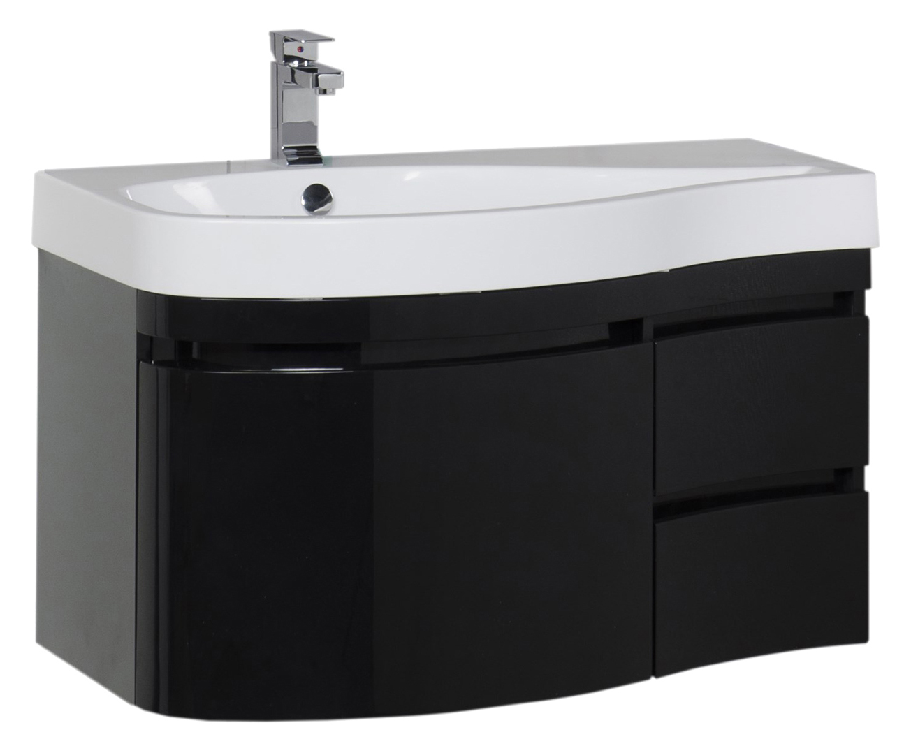 

Тумба с раковиной Aquanet Сопрано 1-95 чёрная с ящиком L