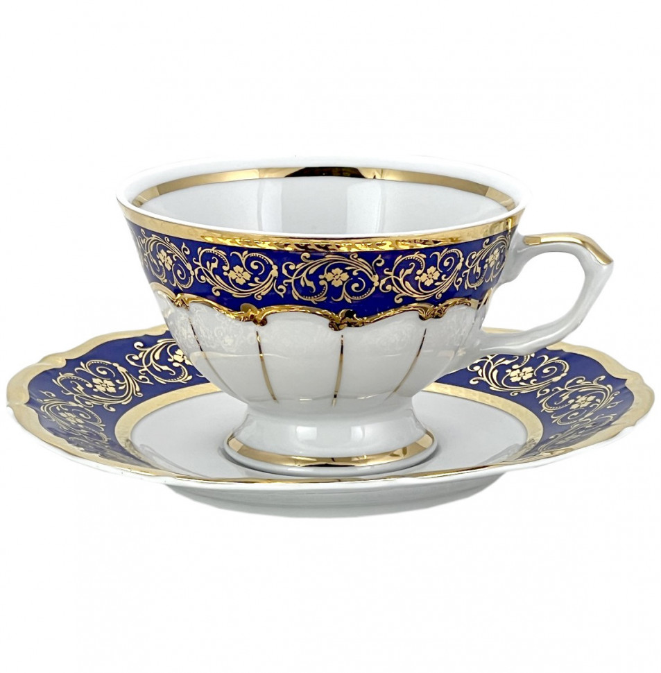 фото Набор чайных пар 200 мл 6 шт bavarian porcelain "мария-тереза кобальт" 272651