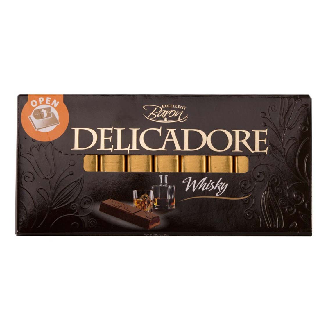 

Шоколад Delicadore Whisky темный с мягкой начинкой со вкусом виски 200 г