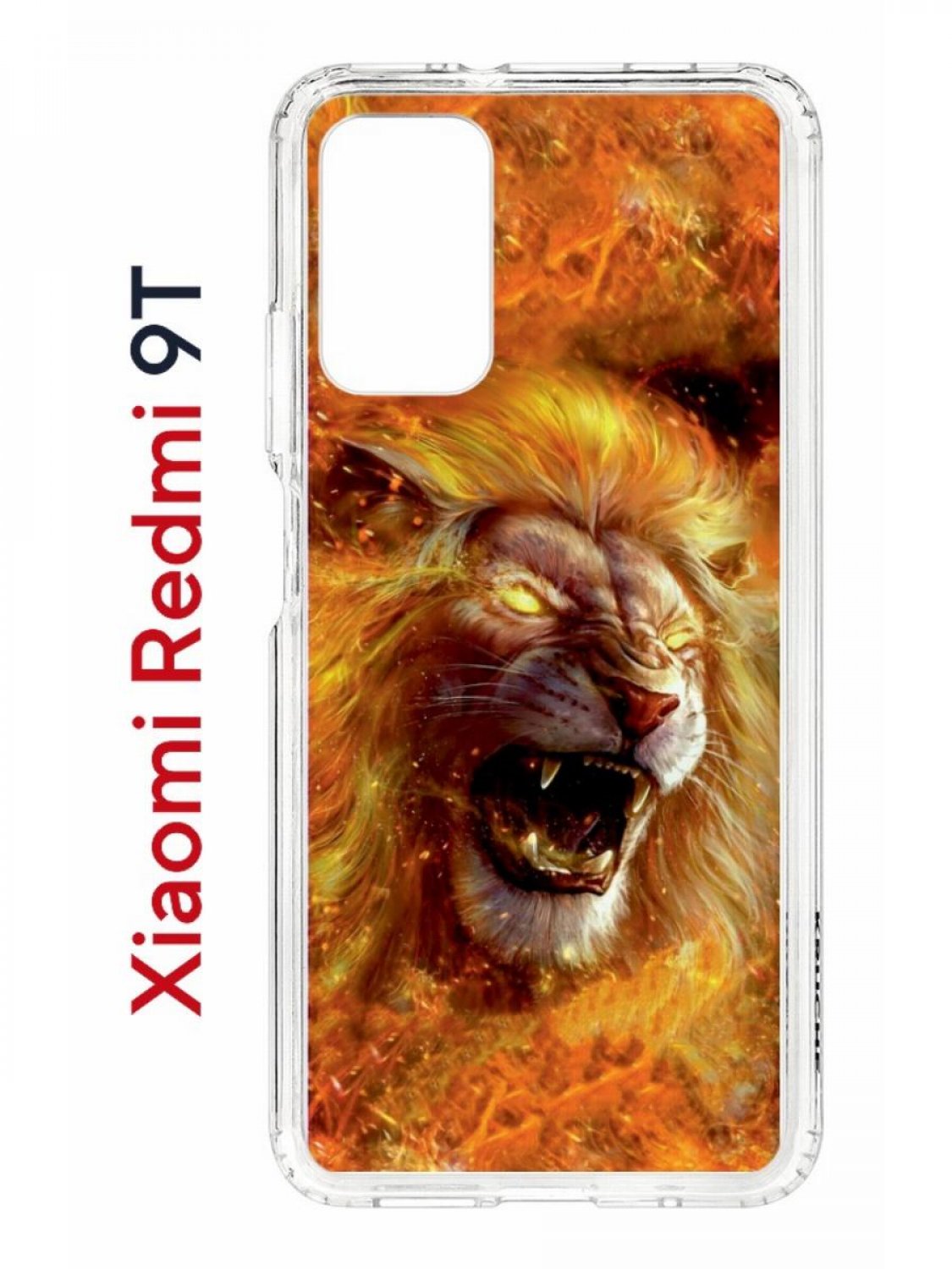 Чехол на Xiaomi Redmi 9T с принтом Kruche Print Лев,противоударный бампер,с защитой камеры