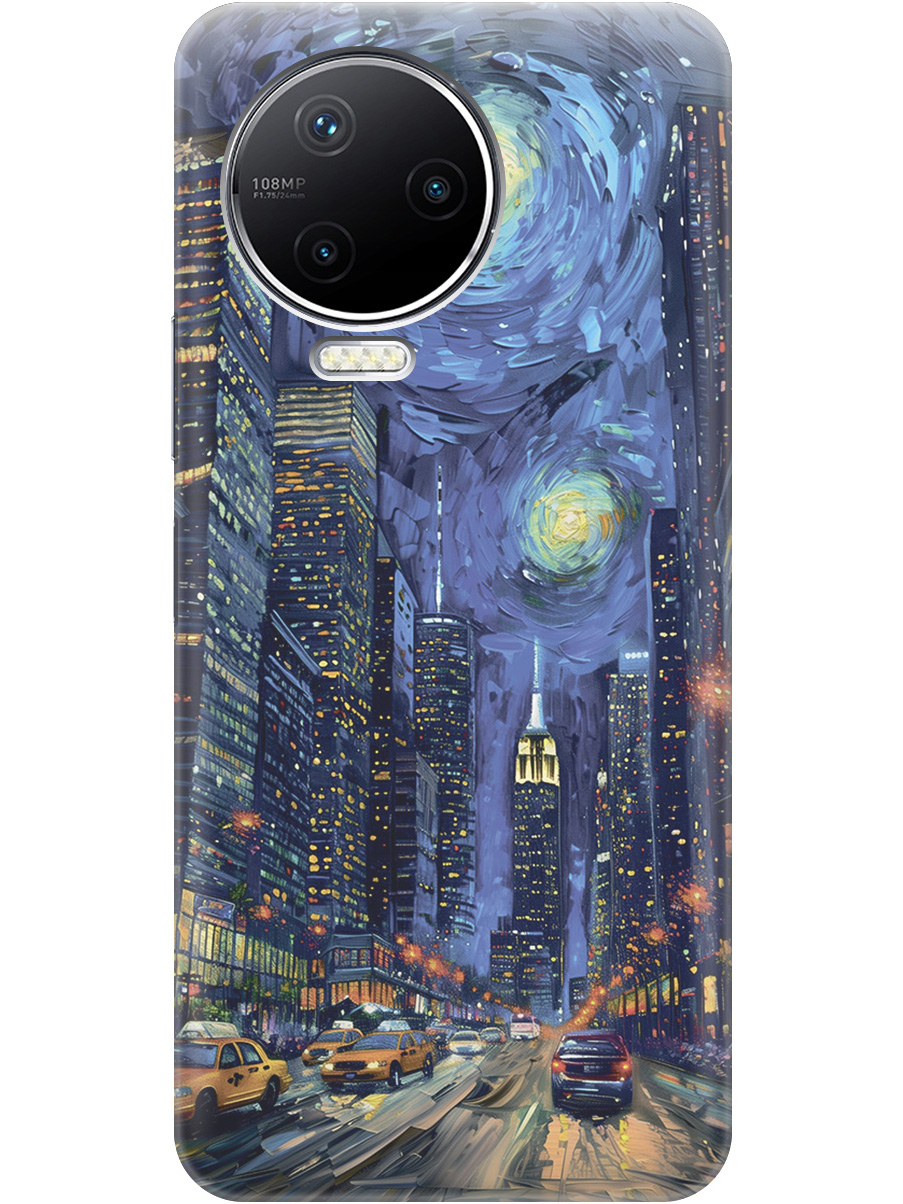 

Силиконовый чехол на Infinix Note 12 Pro с принтом "Ночной проспект", Прозрачный;синий;черный, 762092710