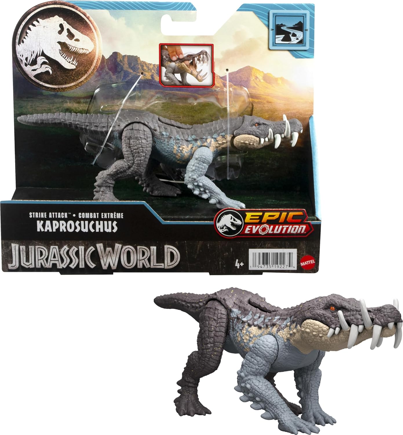 Фигурка динозавра Jurassic World Strike Attack Kaprosuchus HTK61, 1 шт.