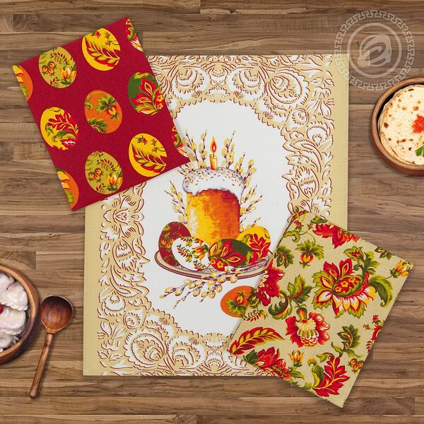 

КОМПЛЕКТ КУХОННЫХ ПОЛОТЕНЕЦ РУССКИЕ ТРАДИЦИИ 3 шт.