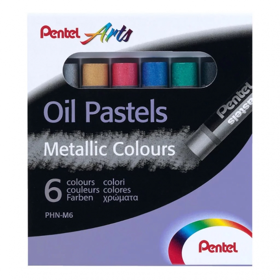 фото Пастель масляная pentel arts oil pastels цвета металлик 6 мелков