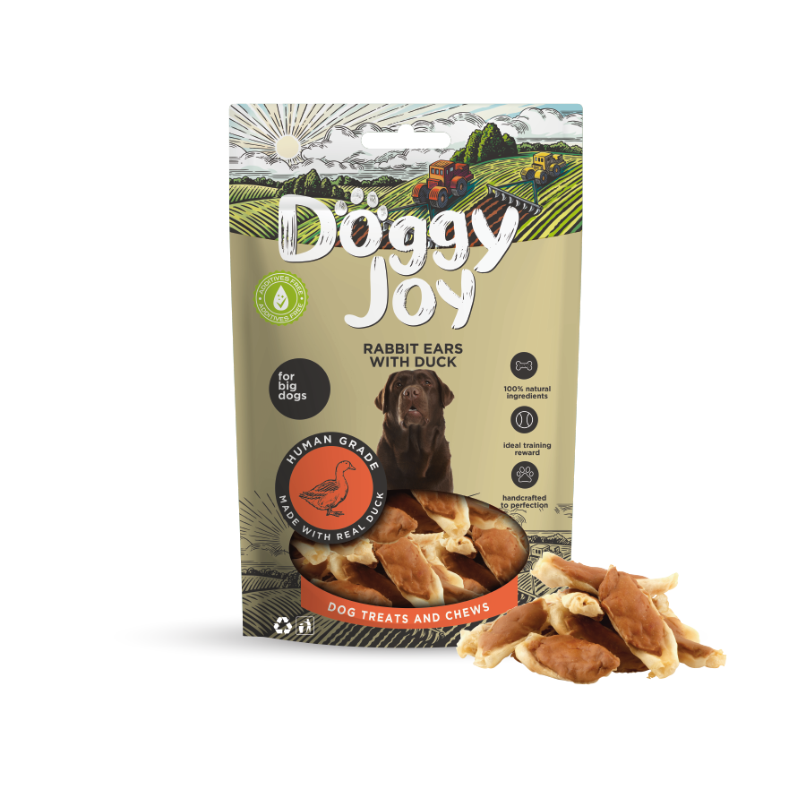 Лакомство для собак Doggy Joy Кроличьи ушки с уткой, 90 г