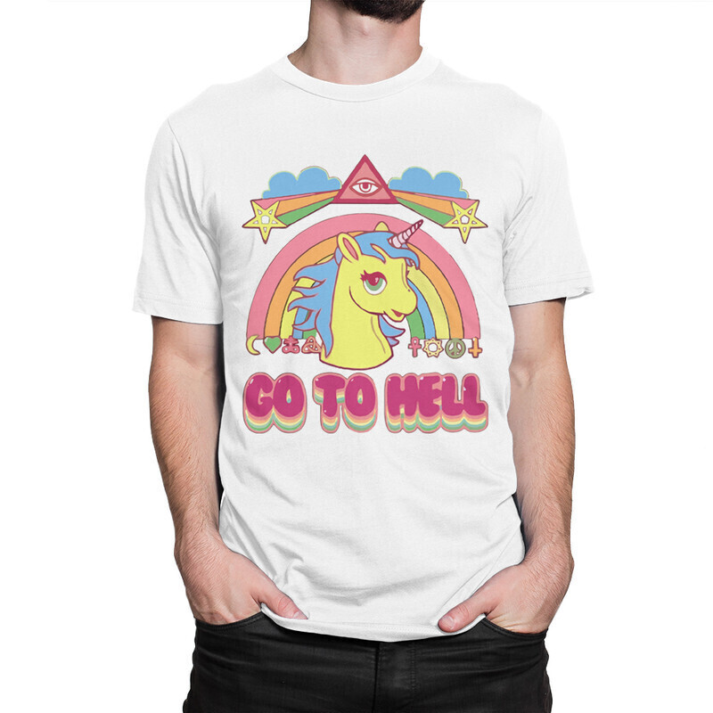 

Футболка мужская Dream Shirts Единорог - Go to Hell 1000326222 белая L, Единорог - Go to Hell 1000326222