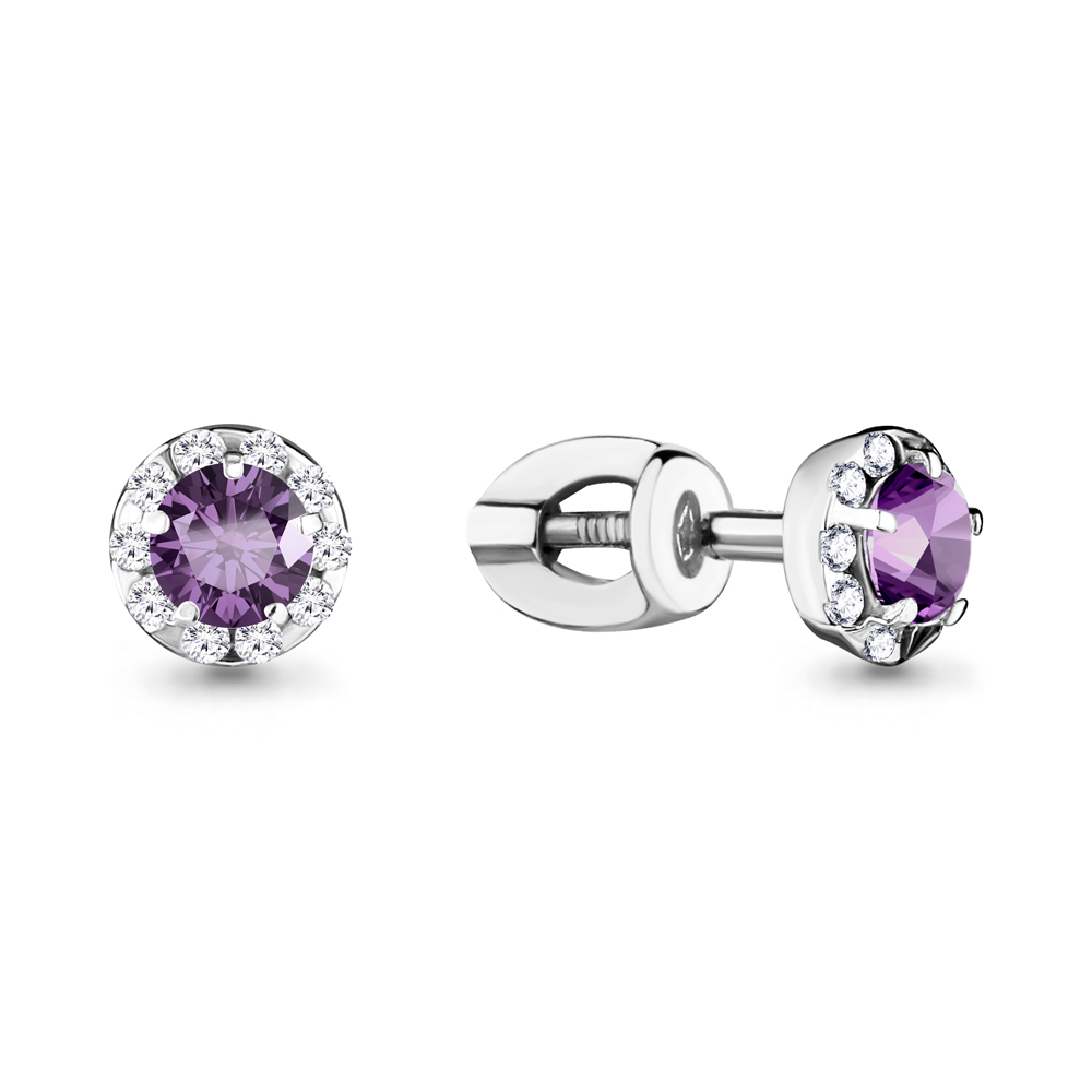 

Серьги пусеты из серебра ЯХОНТ Золотой 139750, аметист/фианит, 139750