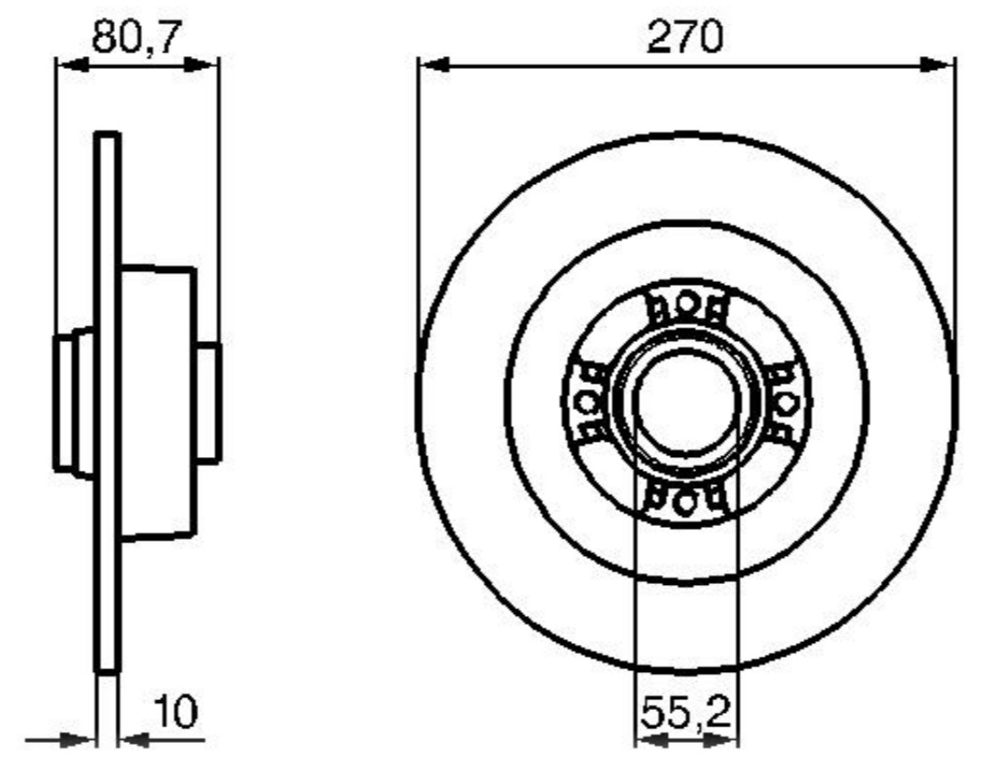 AP R1030PCA Диск торм.зад.[270x10] 4 отв.[c подш.,с кольцом ABS]