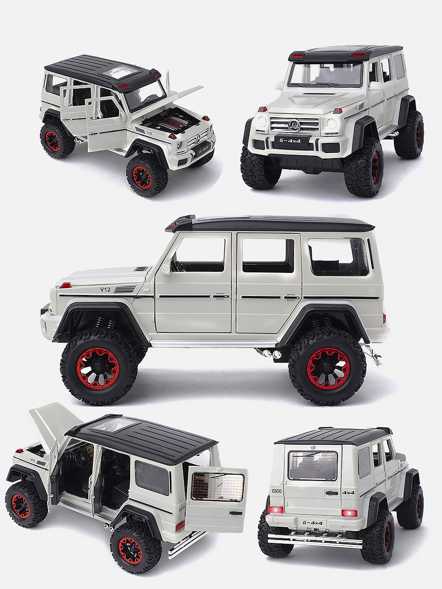 

Машинка CHE ZHI Mercedes G500 big wheel 4x4 1:24 коллекционная, белый, CZ117w, Mercedes G500 4x4