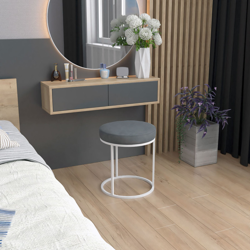 Пуфик Castle Леон 1, 40х40х44см, белый/серый, 1шт