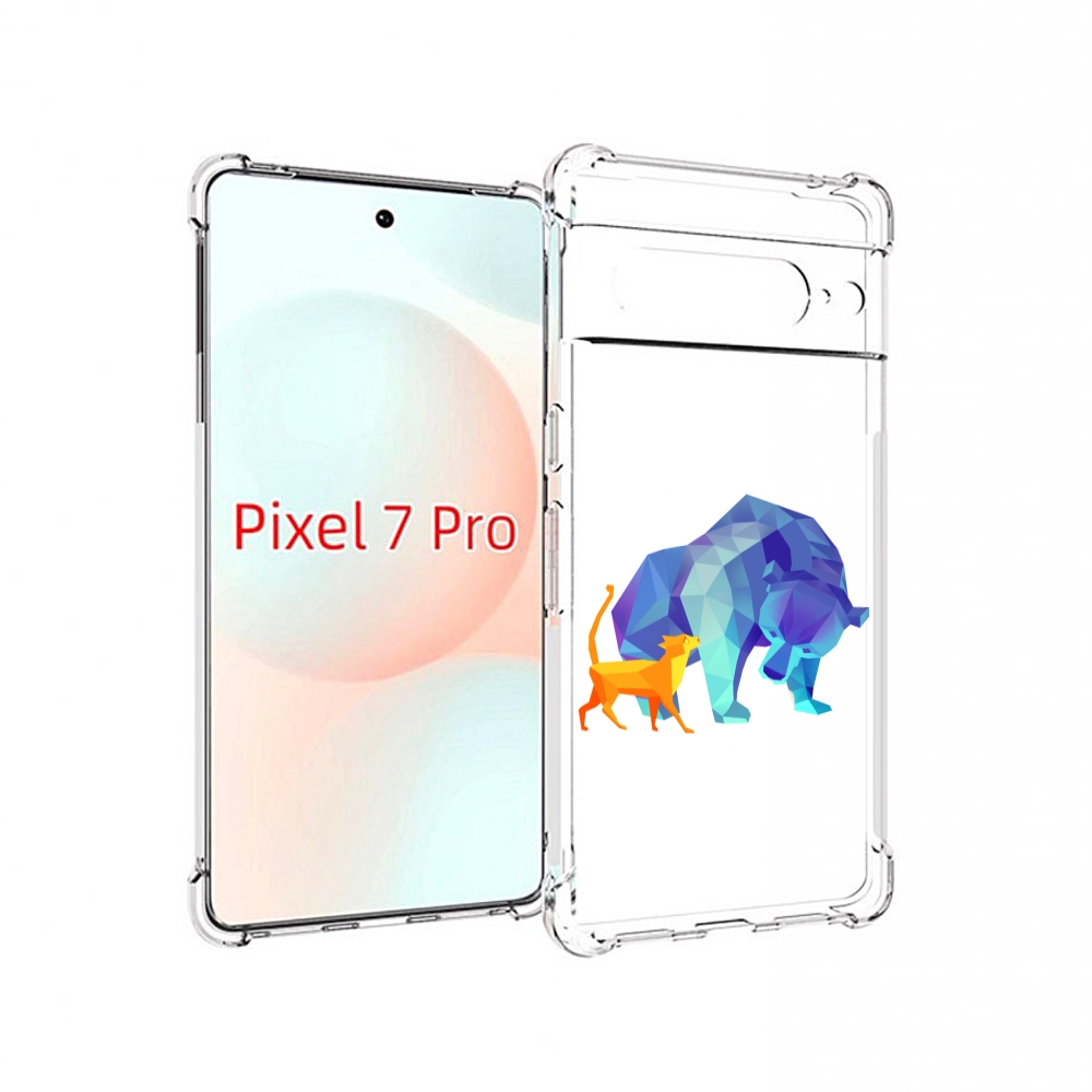 

Чехол Mypads Кот-И-Медведь Для Google Pixel 7 Pro, Прозрачный, Tocco