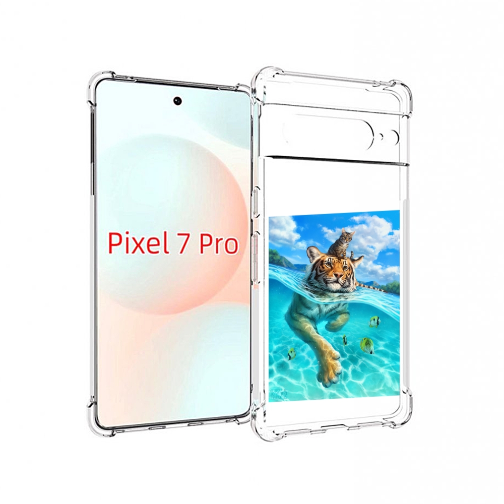 

Чехол Mypads Кот-На-Тигре Для Google Pixel 7 Pro, Прозрачный, Tocco