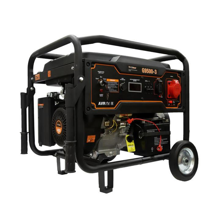 Бензиновый генератор FoxWeld Expert G9500-3, 8 кВт, 3х220 В/2х16,32 А, 12 В, электропуск генератор бензиновый foxweld expert g9500 ew с авр