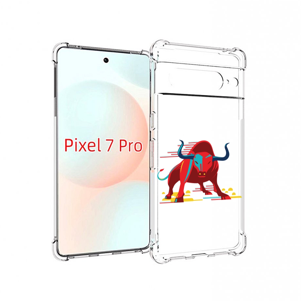 

Чехол Mypads Красный-Бык Для Google Pixel 7 Pro, Прозрачный, Tocco