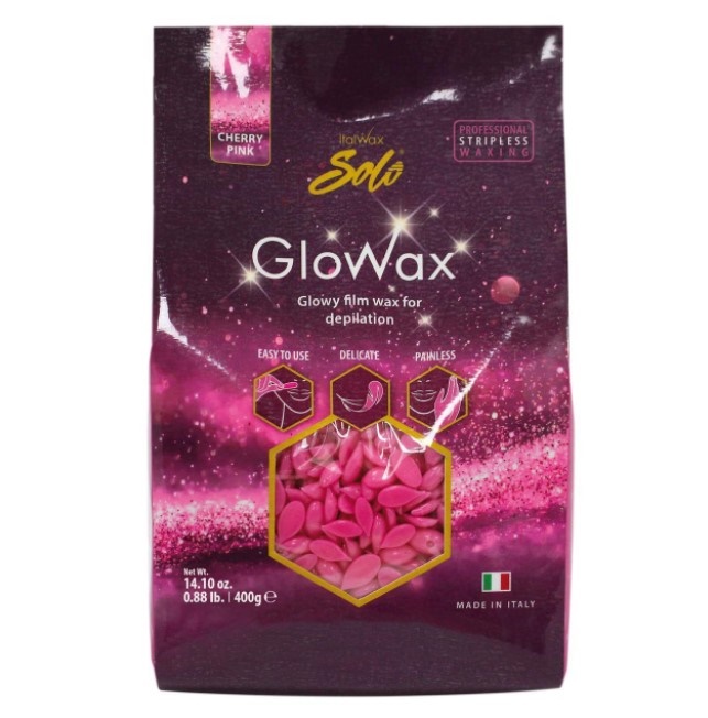 фото Воск горячий (пленочный) italwax solo glowax cherry pink вишня гранулы 400 гр.