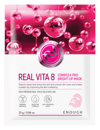 Enough Тканевая маска с витаминами Real vita 8 complex PRO bright up mask, 1 шт