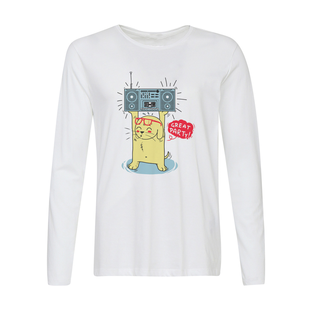 

Лонгслив CoolPodarok Иллюстрация. Заяц с магнитофоном, Белый, w0151367