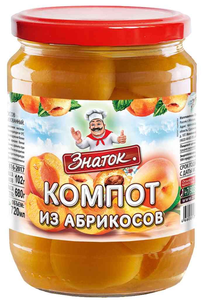 Компот Знаток Абрикосы половинками 680 г 245₽