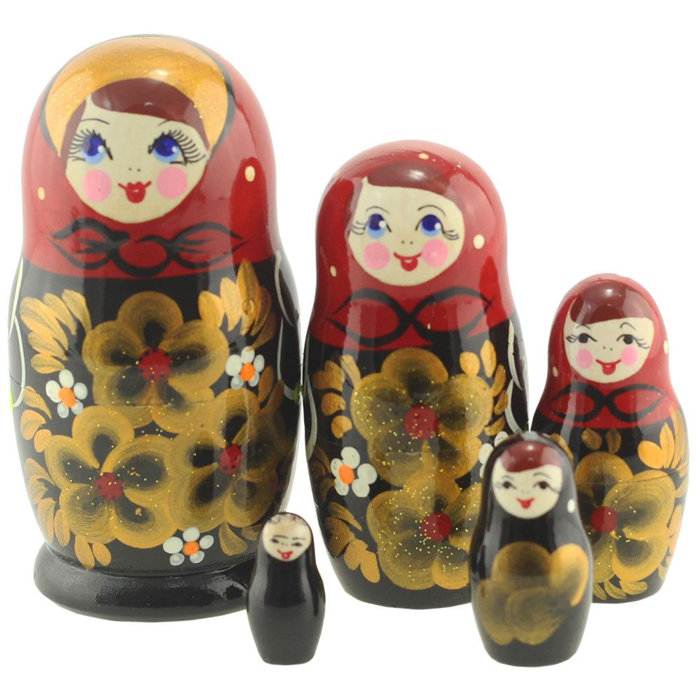 

Матрёшка Золотые цветы (5 мест, 11 см)