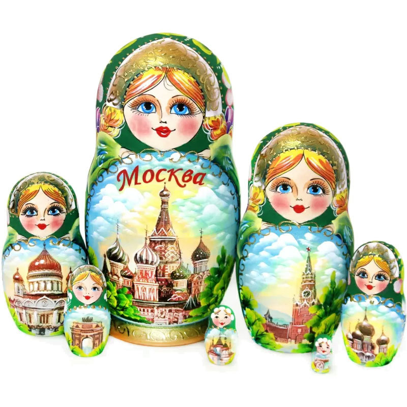 

Матрёшка Зелёная Москва (7 мест, 21 см)