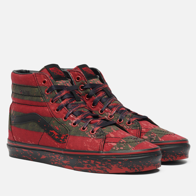 фото Кроссовки женские vans x horror sk8-hi freddy krueger красные 44 eu