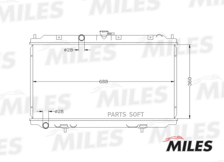 

MILES Радиатор охлаждения NISSAN ALMERA/PRIMERA 1.5-1.8 (M/T) 00- паяный