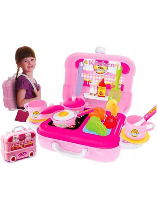 Купить Игровой набор Кухня в чемодане на колесиках/детская посуда/сюжетно ролевая/ игрушечная еда, Кухня 1A в чемодане на колесиках 3100A, NoBrand,