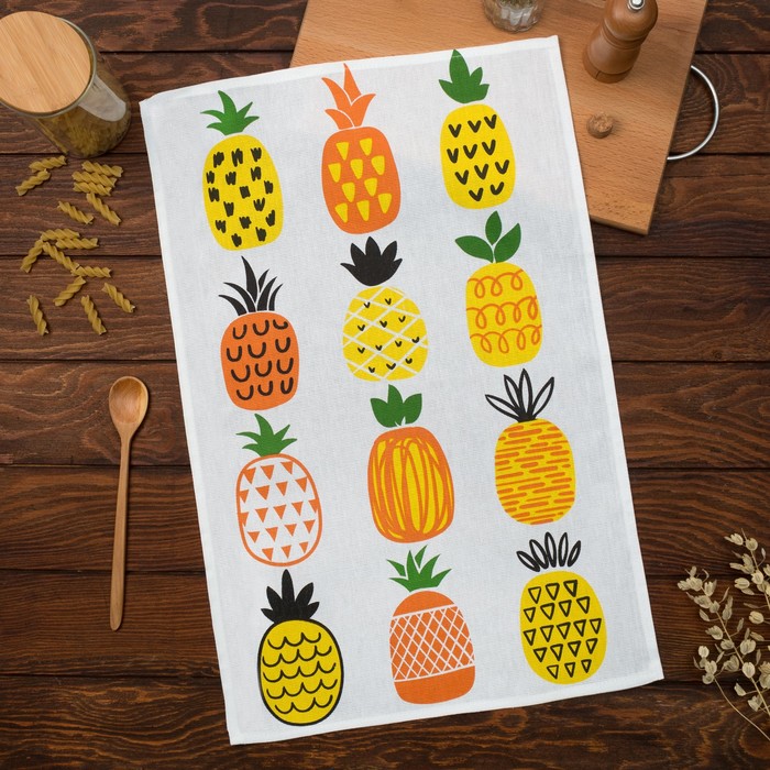 

Полотенце кухонное «Ананасы» 35х60 см, Бежевый