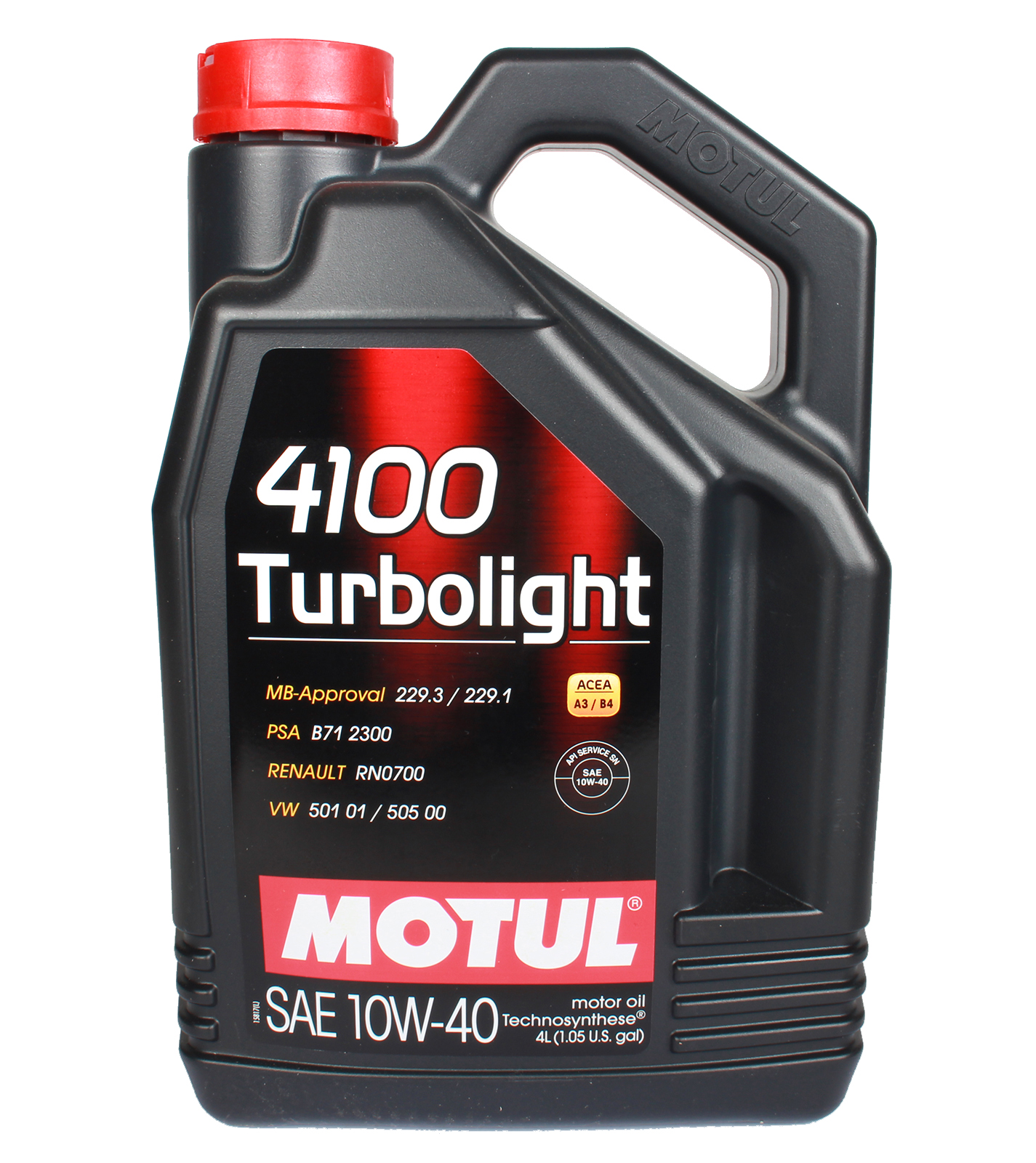 

Моторное масло Motul 4100 Тurbоlight Арi Sl/Сf, Асеа А3/В3 Vw 500/505 10W40 4л