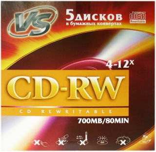 фото Диск vs cd-rw 700 mb 5 шт