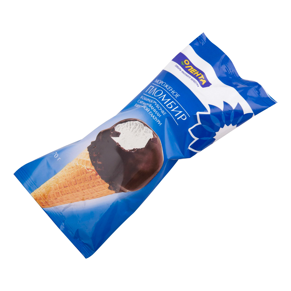 Мороженое пломбир Лента в шоколадной глазури 70 г