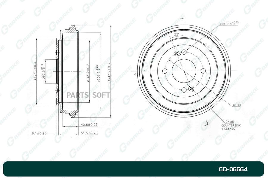 G-BRAKE Барабан тормозной G-brake GD-06664 3672₽