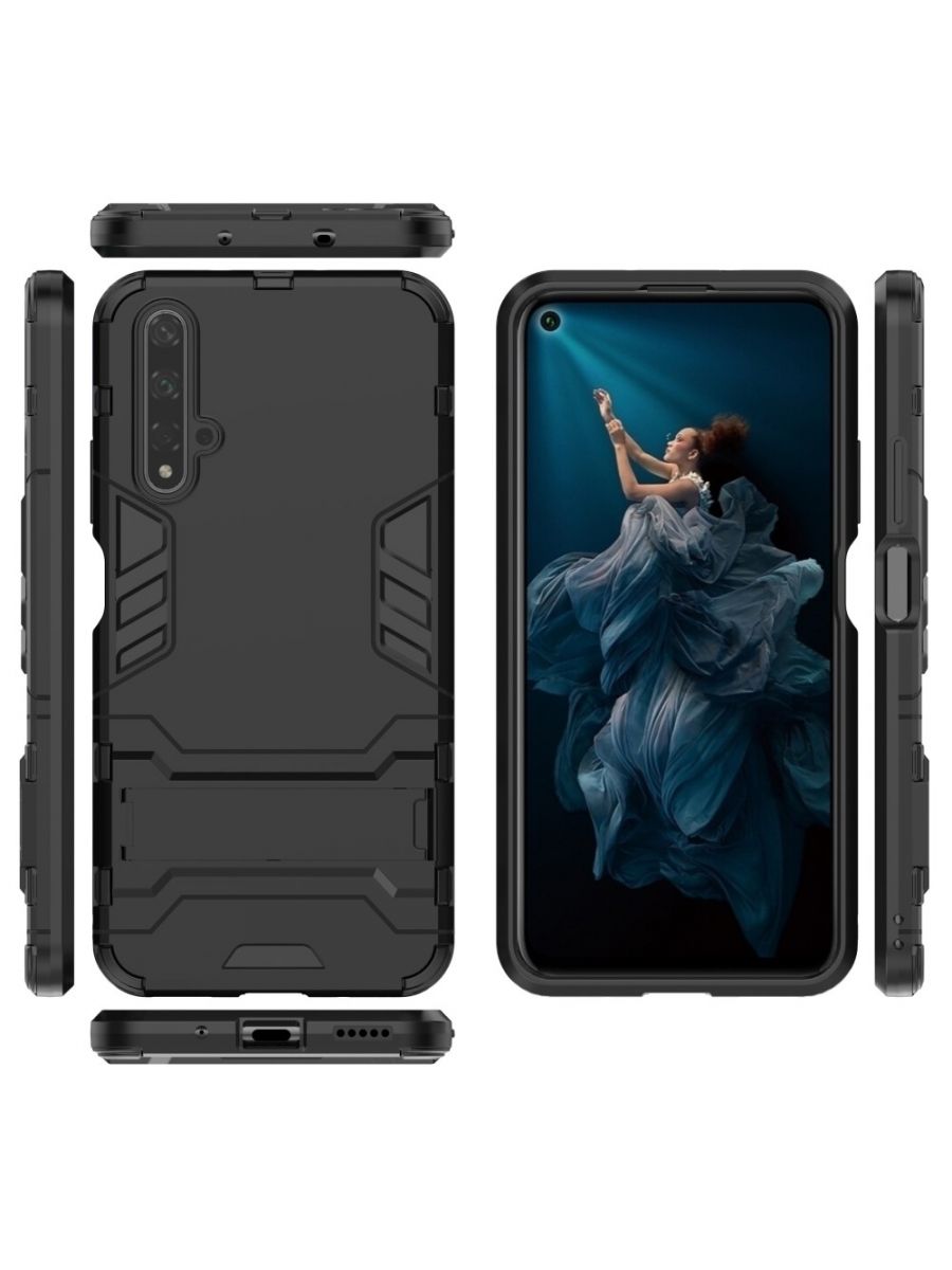 

Brodef IRON Противоударный с подставкой чехол для Huawei Nova 5T/Honor 20 Черный