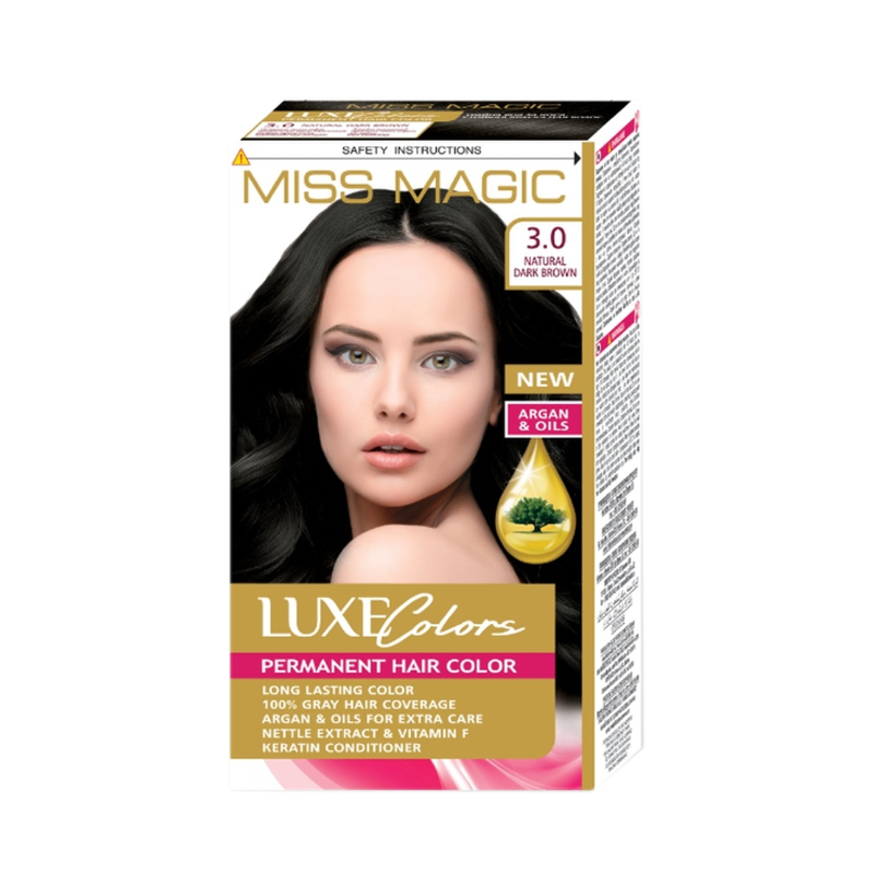 фото Краска для волос miss magic luxe colors 3.0 натуральный темно-коричневый 108 мл