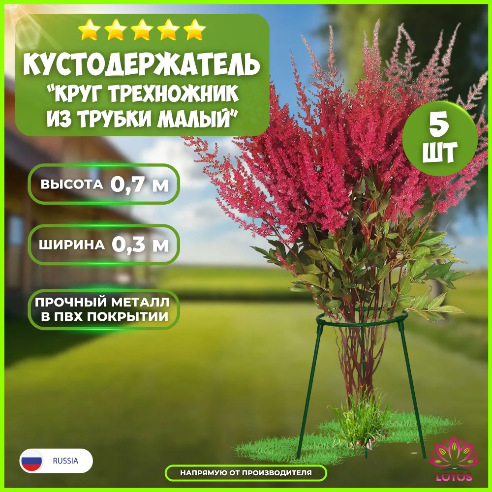 Кустодержатель LOTOS Круг Трехножник из трубки Малый, 5 шт, высота 70 см