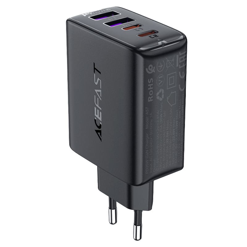 

Сетевое зарядное устройство Acefast A61 2xUSB, 2xUSB Type-C, 3A черный, A61