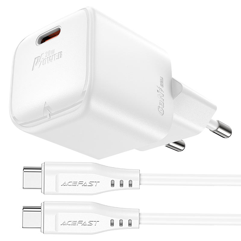 

Сетевое зарядное устройство Acefast A73 Mini, type-c - type-c, 3A белый, A73 Mini
