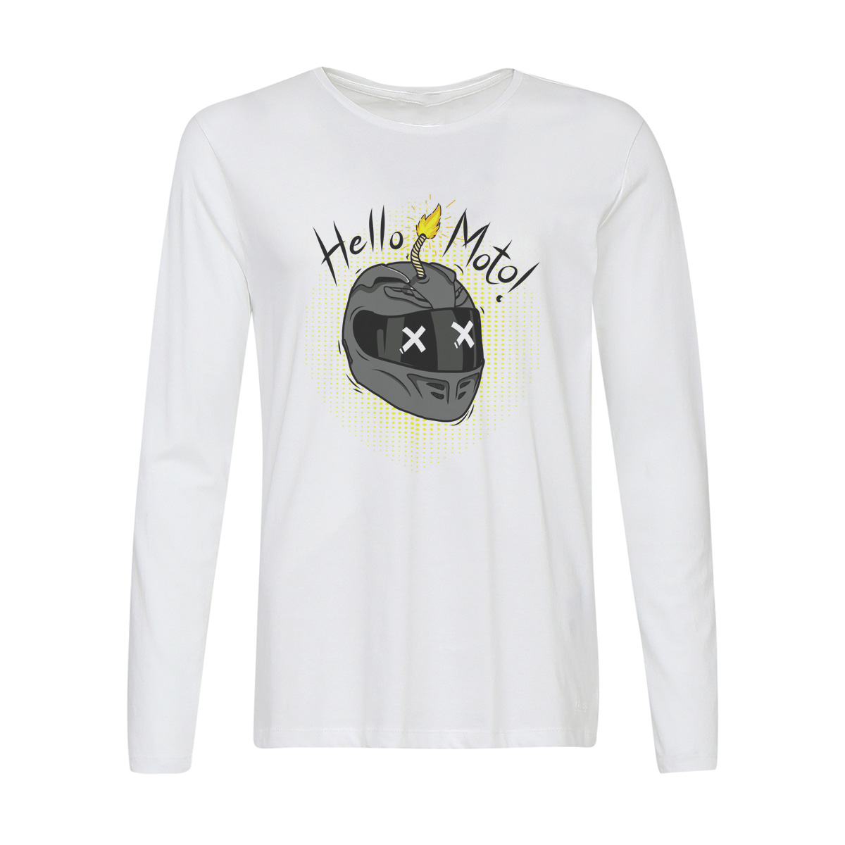 

Лонгслив CoolPodarok Иллюстрация. Шлем Hello Moto!, Белый, w0151456