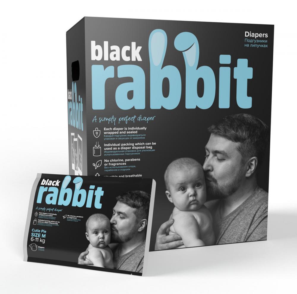 фото Подгузники на липучках black rabbit 6-11 кг m 32 штуки
