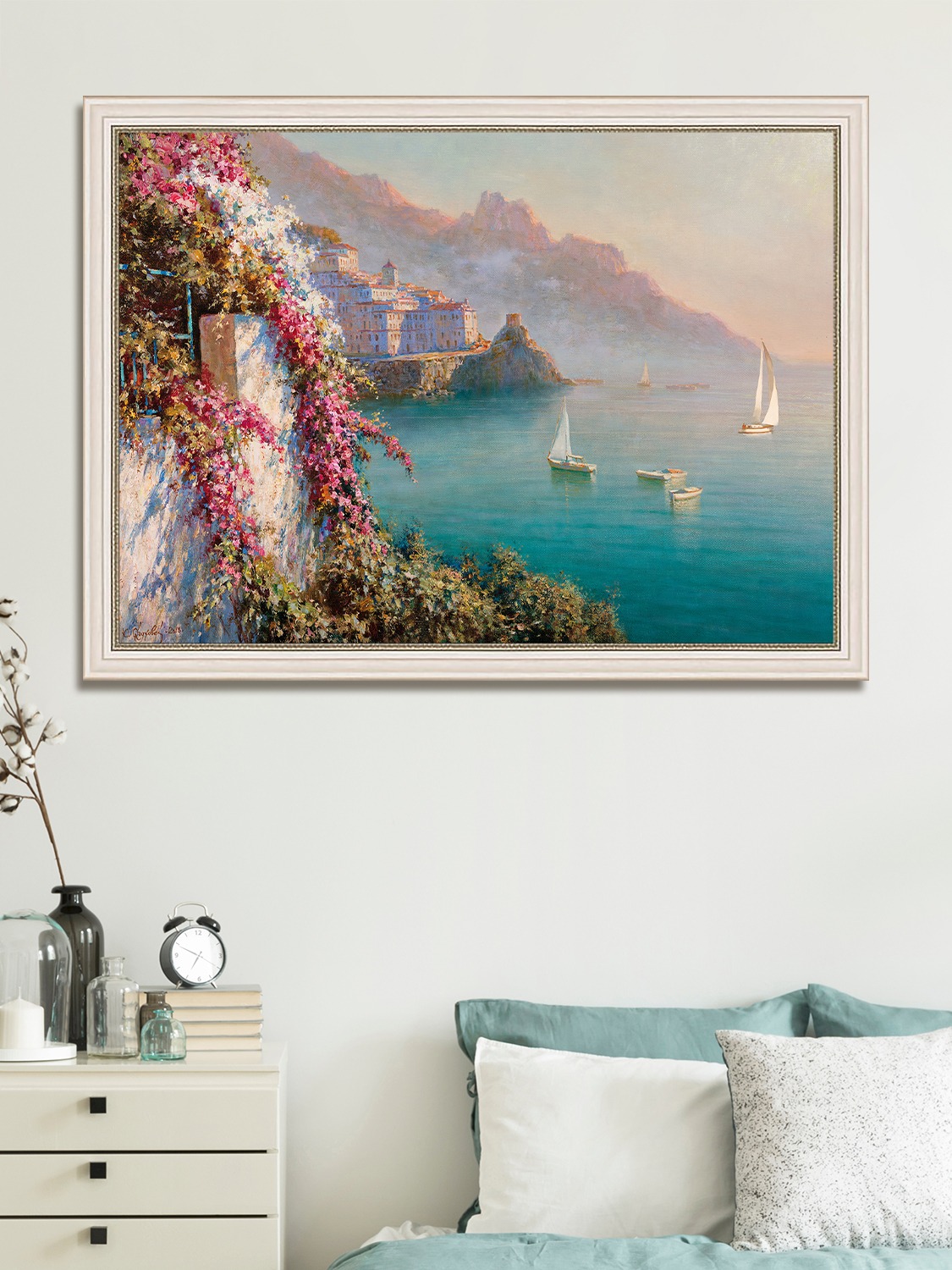 Картина Графис для интерьера Амальфи. Цветы над морем 50х70 см GRAF 20009/5