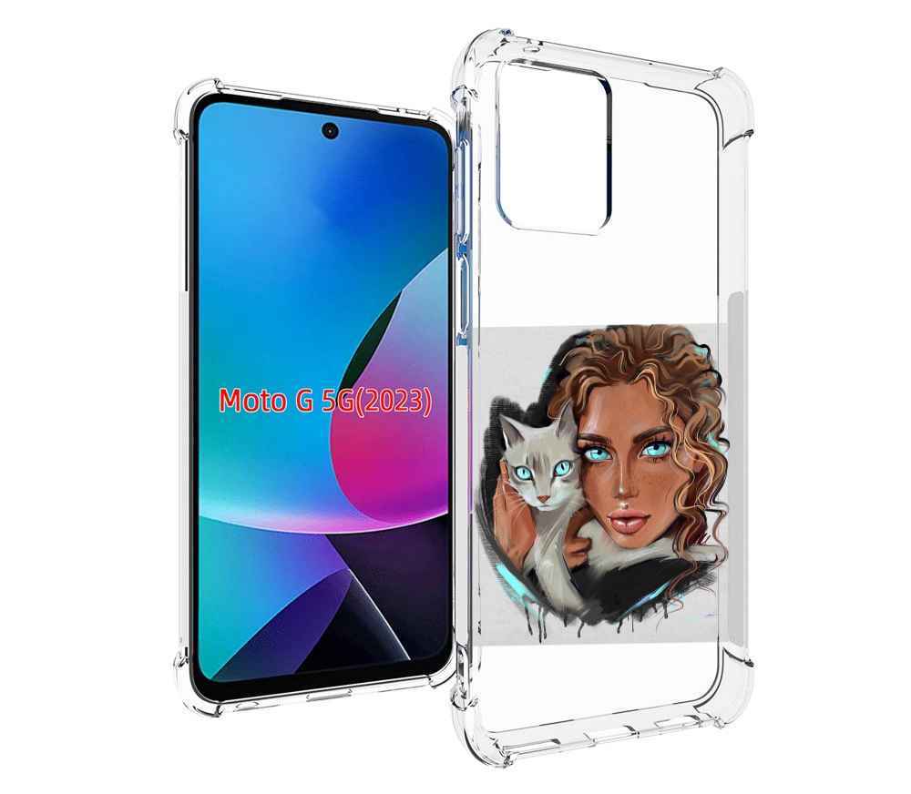 

Чехол MyPads девушка-с-котом-голубые-глаза женский для MOTO G 5G 2023, Tocco